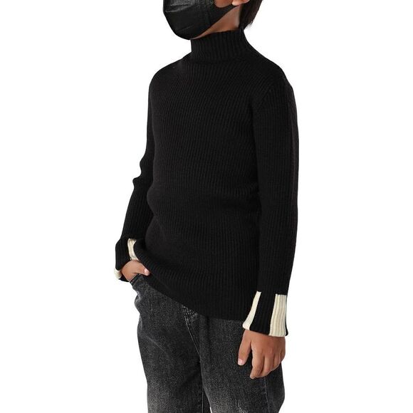 Boys Mockneck Knitted Jumper Pullover Sweater size 8 black white - Picture 3 of 10